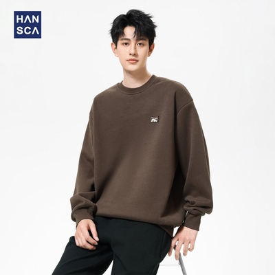 hansca重磅420g宽松圆领加绒卫衣