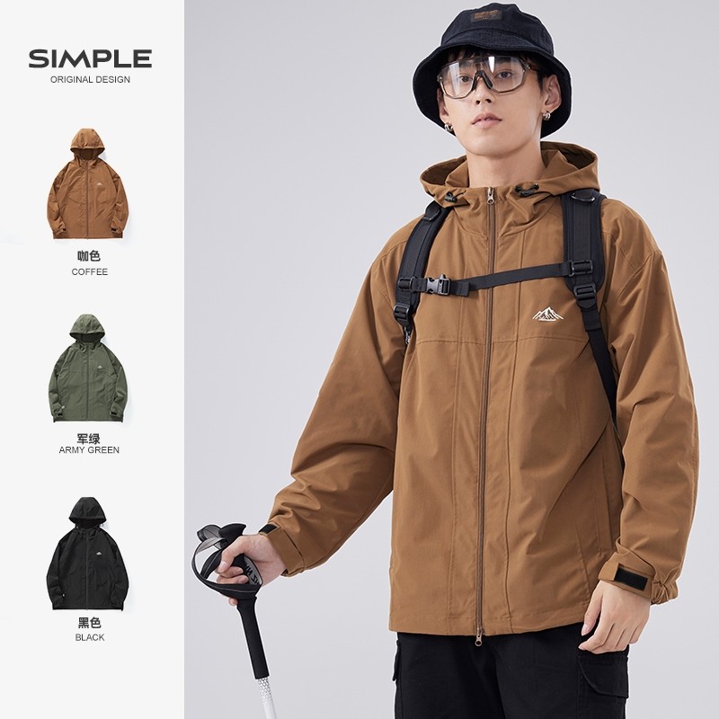 hansca冲锋外套男2024秋冬潮牌日系复古户外连帽工装上衣休闲夹克,男装,夹克,淘宝优惠券,粉丝福利购,淘宝优惠卷