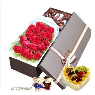 宁波北仑区银泰城富邦广场曼哈顿广场玫瑰花生日蛋糕鲜花店同城