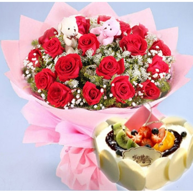 咸宁咸安区一街购物公园潜山渔水路商业街玫瑰花生日蛋糕鲜花店七