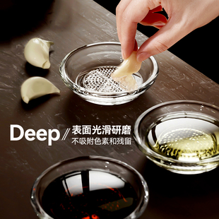 日式玻璃磨蒜器研蓉碟磨姜蒜泥神器姜蓉研磨盘调味碟子味碟蘸料碟