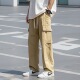 日系卡其色工装 复古纯色休闲宽松直筒阔腿百搭长裤 裤 子男春秋美式
