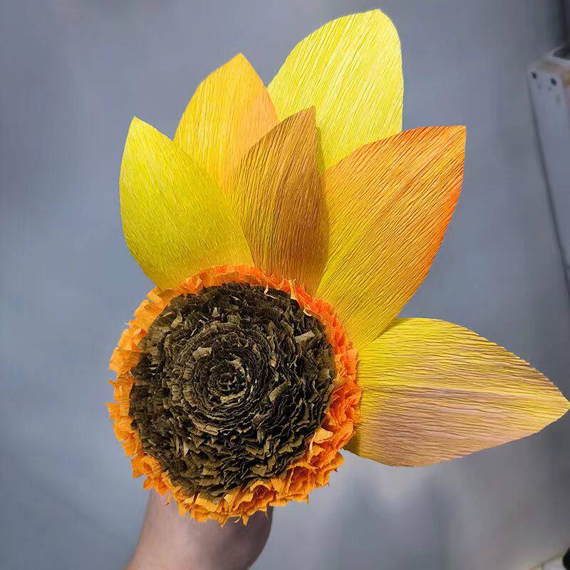 向日葵花瓣花心半成品皱纹纸材质各种尺寸客定制仿真向日葵