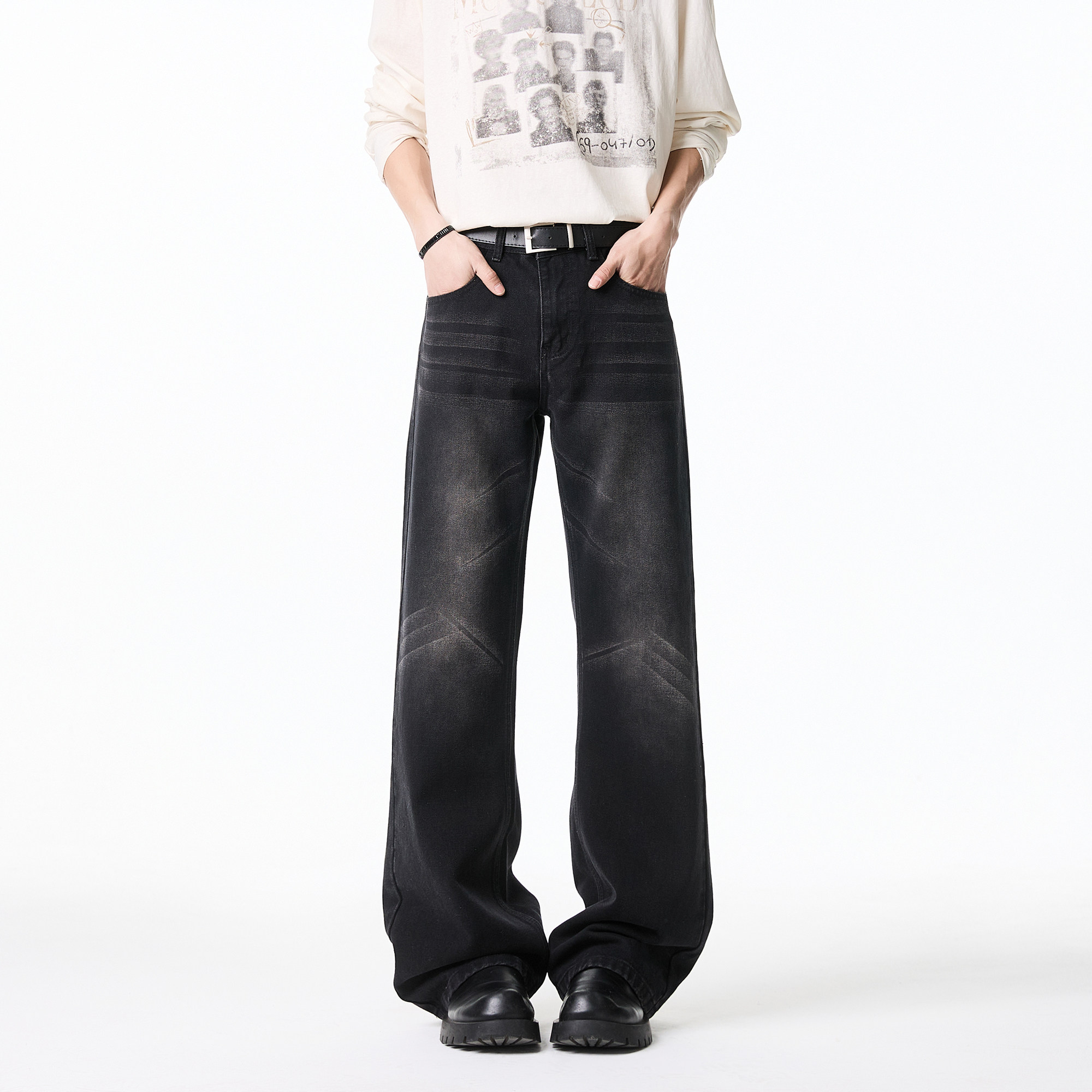 抖音品质2025春季新品牛仔裤微喇休闲牛仔裤HM106/P55控88，男装牛仔裤，电商A036