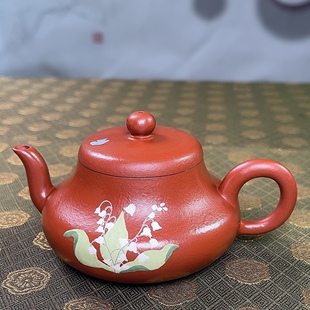 正宗宜兴紫砂壶原矿泥料朱泥小容量家用喝茶君德泥绘名家手工制作