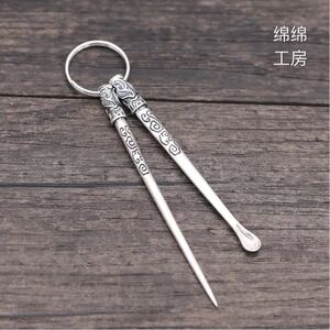 S990足银饰品纯银饰品挖耳勺男女掏耳朵神器刻莲花祥云牙签套装
