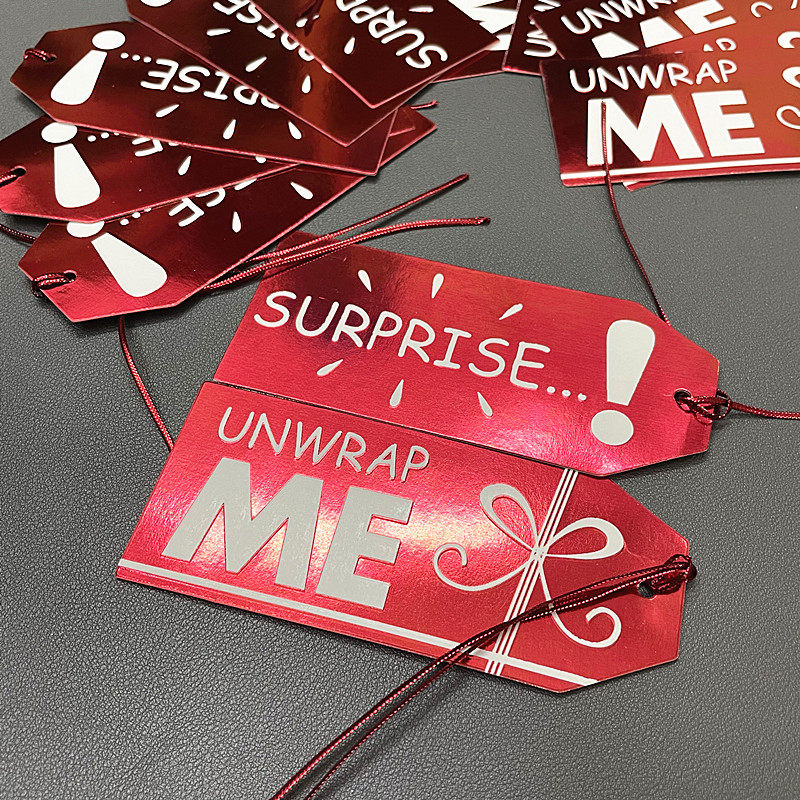 出口圣诞装饰 礼物标签/挂牌/吊卡 gift-tage闪光红2款混12pcs
