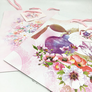 礼品袋手提袋粉色系香水/花卉礼物纸袋收纳袋生日礼品袋出口品质