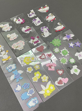 Scrapbook外贸手账素材DIY贺卡相册日记手账装饰立体贴纸软布3D帖