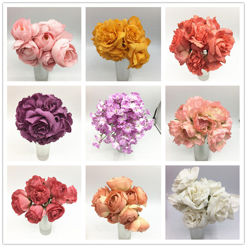 DIY仿真花假花束绢花婚庆手工花环礼盒装饰胸花花墙花球花艺