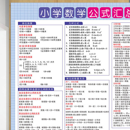 小学数学公式大全基础知识点汇总