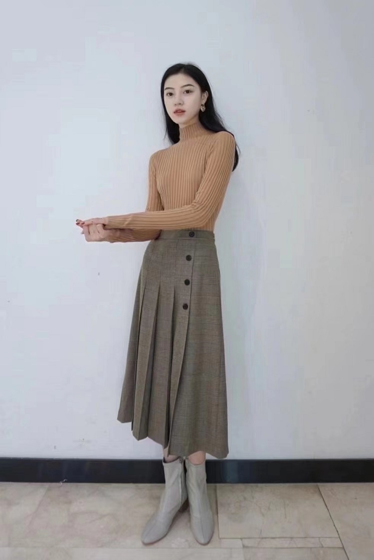 现货2色羊毛混纺螺纹套衫