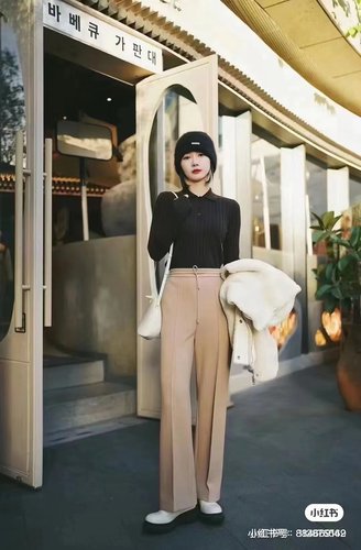 中腰通勤羊毛针织针织布直筒裤