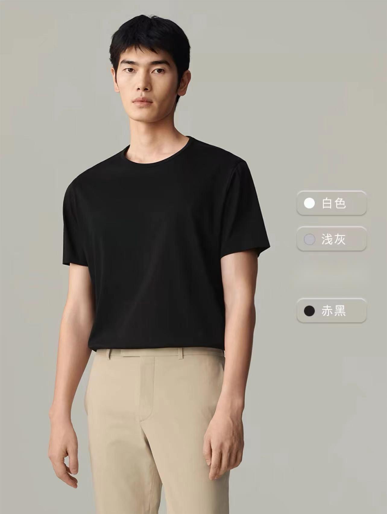 现货 3色 男装春夏全棉针织布直身短袖圆领T恤