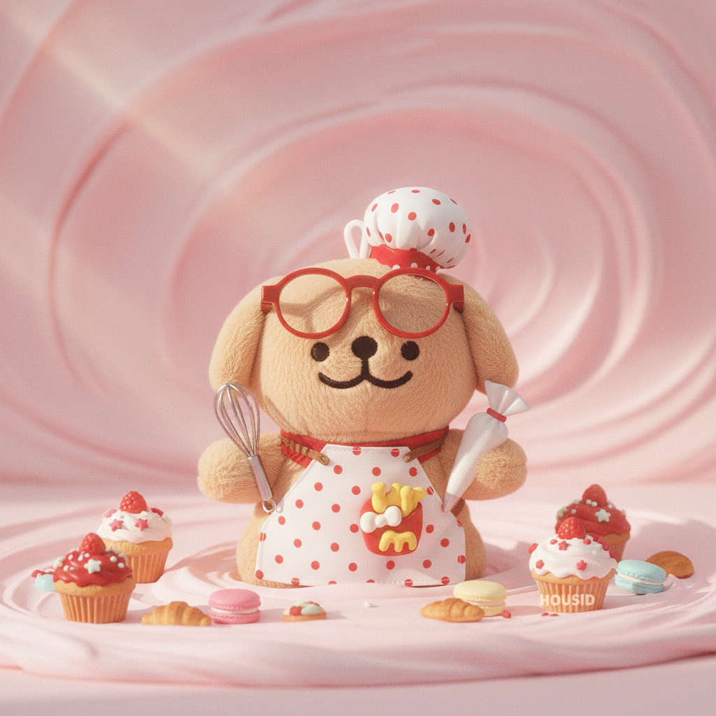 HOUSID日本小厨娘线条小狗包包挂件毛绒公仔钥匙扣挂饰圣诞礼物女