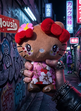 日本黑皮kitty限定包包挂件哈喽