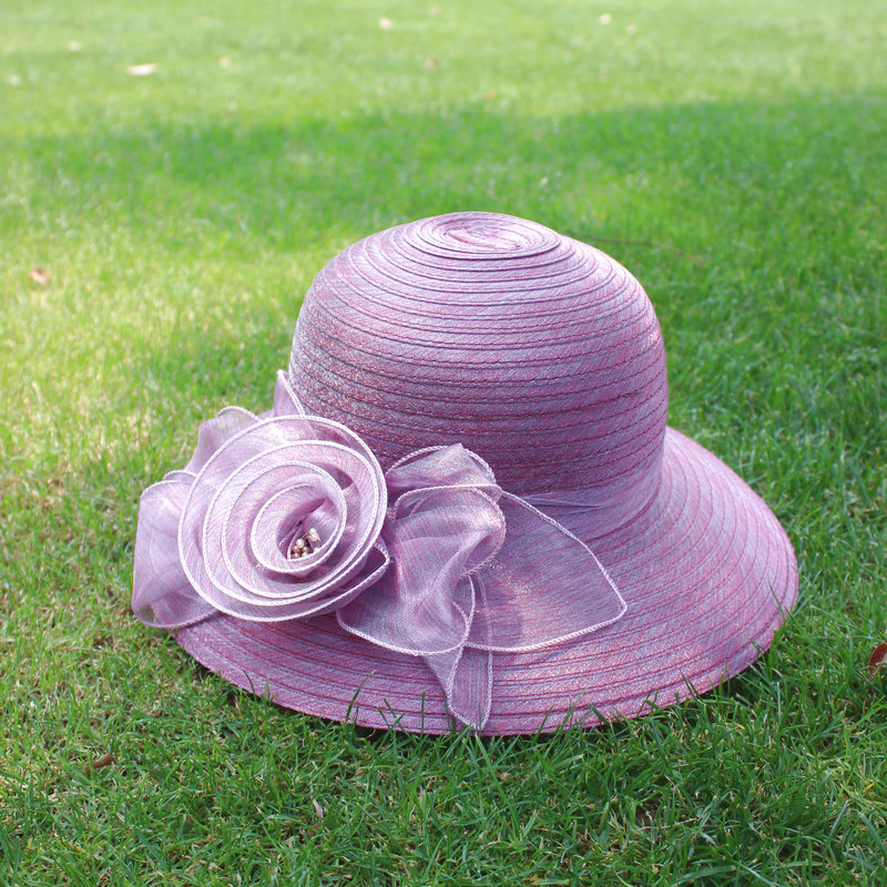 优雅风欧根纱宽檐淑女遮阳帽子