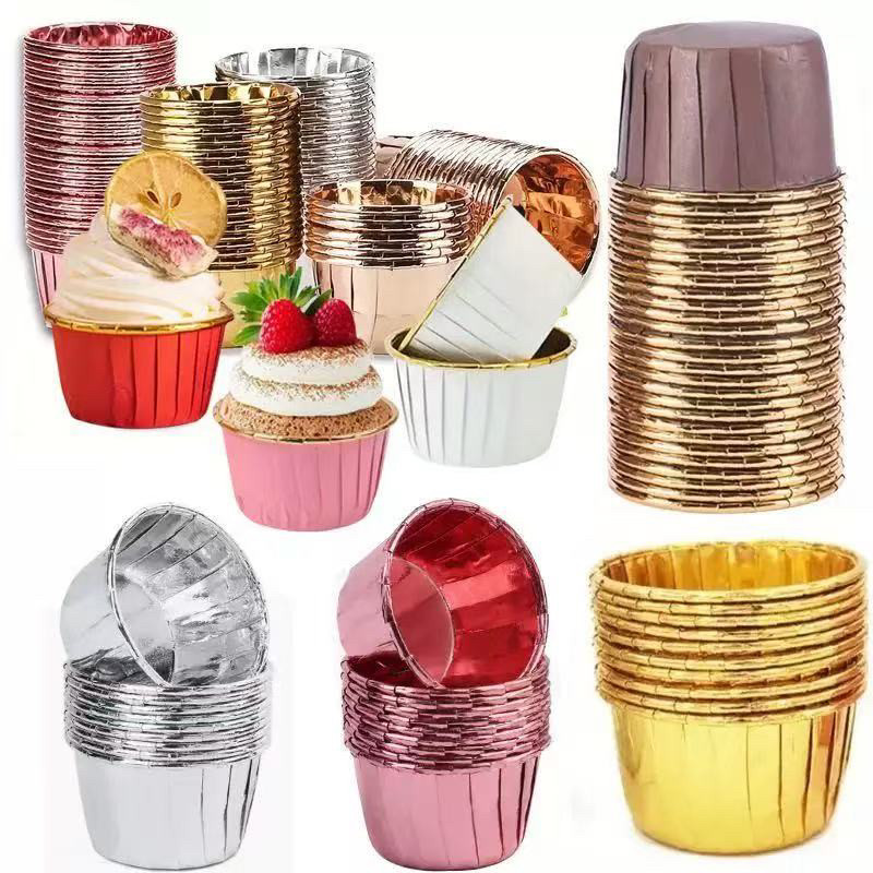 烘焙蛋糕纸杯 大号中号小号金银亮面卷边杯子 麦芬纸托礼帽蛋糕杯