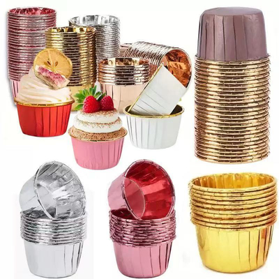 烘焙蛋糕纸杯 大号中号小号金银亮面卷边杯子 麦芬纸托礼帽蛋糕杯