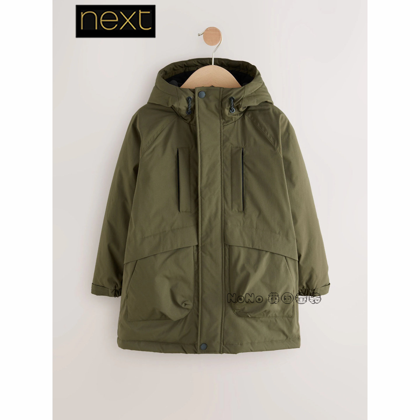英国Next正品男大童亲子墨绿色外套加厚风衣防雨雪棉服AV2-370
