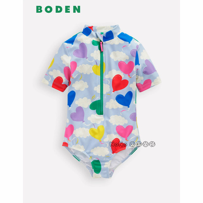 英国Mini BODEN正品代购彩色爱心气球连体泳衣防晒SPF50+短袖7-12