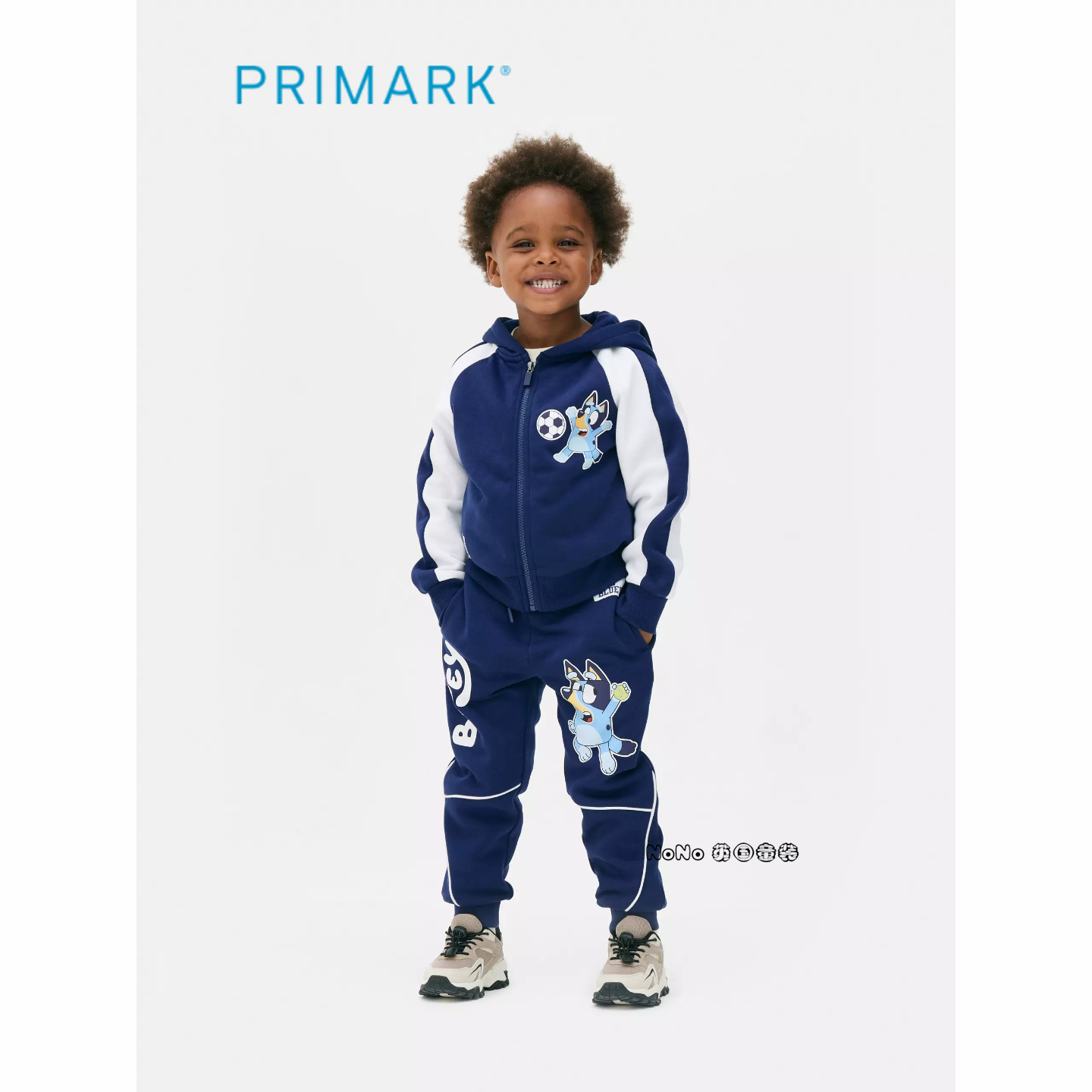 英国PRIMARK代购儿童蓝色布鲁伊卫衣运动衫纯棉休闲宾果连帽卫裤