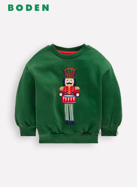 英国Mini Boden男童绿色胡桃夹子卫兵卫衣运动衫纯棉2-10岁B3119