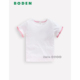 BODEN女童白色荷叶边袖 子短袖 T恤全棉2 英国Mini 14岁新款 G5887