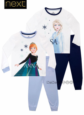代英国Next女童冰雪奇缘爱莎安娜家居服长袖睡衣裤1-10岁N68-906