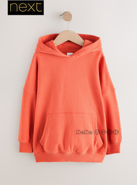 英国Next代购大童亲子橙色连帽卫衣运动休闲帽衫3-16岁H18-157