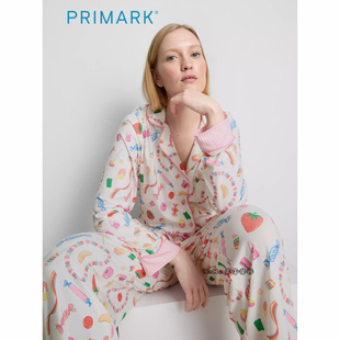 代购英国Primark女款成人大童草莓水果开衫长袖家居服长睡衣裤