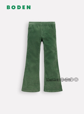 代购英国Mini Boden女童墨绿色休闲喇叭裤纯棉弹力2-14岁G5614