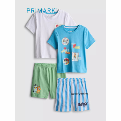 代购英国Primark儿童蓝白色布鲁伊宾果全棉短袖家居服睡衣裤外穿