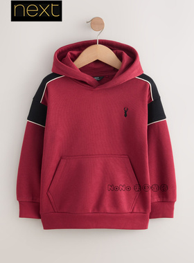 英国Next男大童亲子酒红色拼色卫衣运动休闲运动3-16岁W31-821