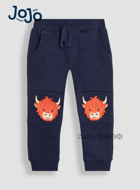 现货英国JoJo Maman Bebe儿童深蓝色牦牛贴布长裤运动卫裤B79-006