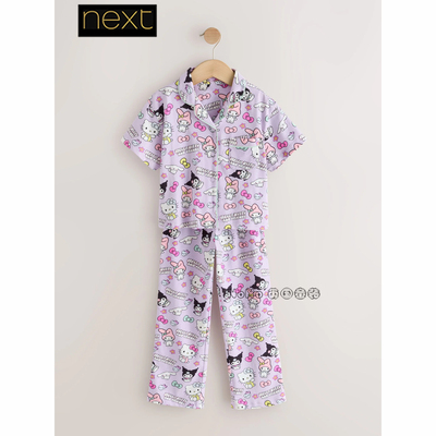 英国Next女大童紫色kitty美乐蒂短袖家居服睡衣裤3-16岁Y10-232
