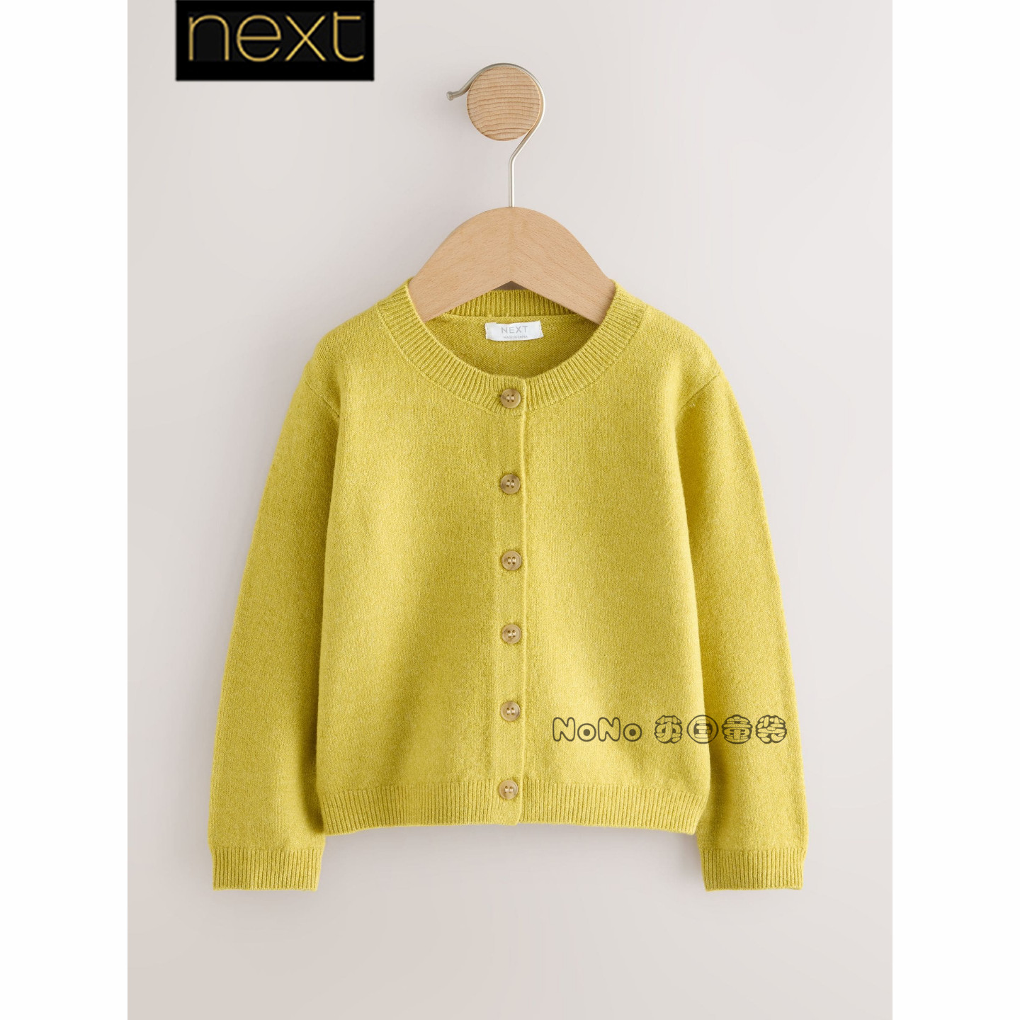 英国Next正品代购女童黄绿色圆领开衫针织衫毛衣1-7岁新款G58-624 - 实物图