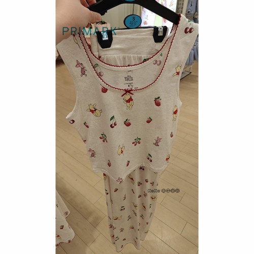 代购英国Primark女款成人大童小熊维尼背心家居服睡衣长裤弹力