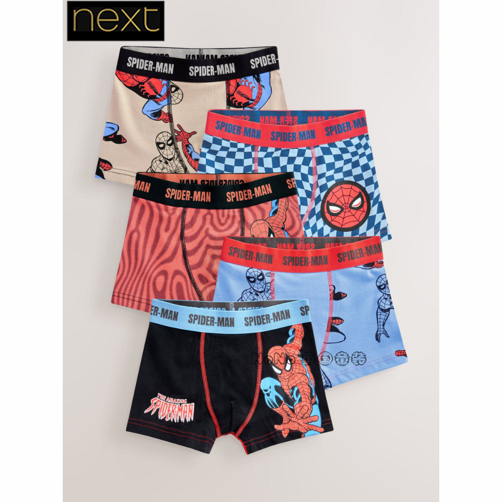 Next代购英国正品男中大童红蓝色蜘蛛侠平四角内裤短裤E98-880