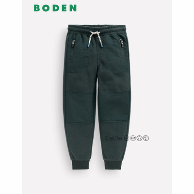 英国Mini Boden男童墨绿色抓绒休闲保暖长裤束脚2-14岁新款B3327