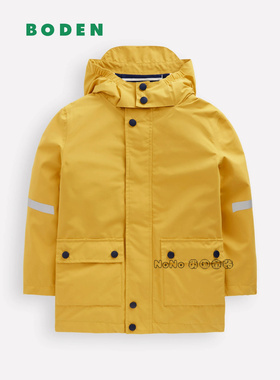 代购英国Mini Boden儿童黄色外套连帽中长款风衣防雨冲锋衣B3064