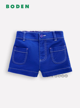 代购英国Mini Boden女童克莱因蓝色牛仔短裤纯棉夏2-14岁G5331