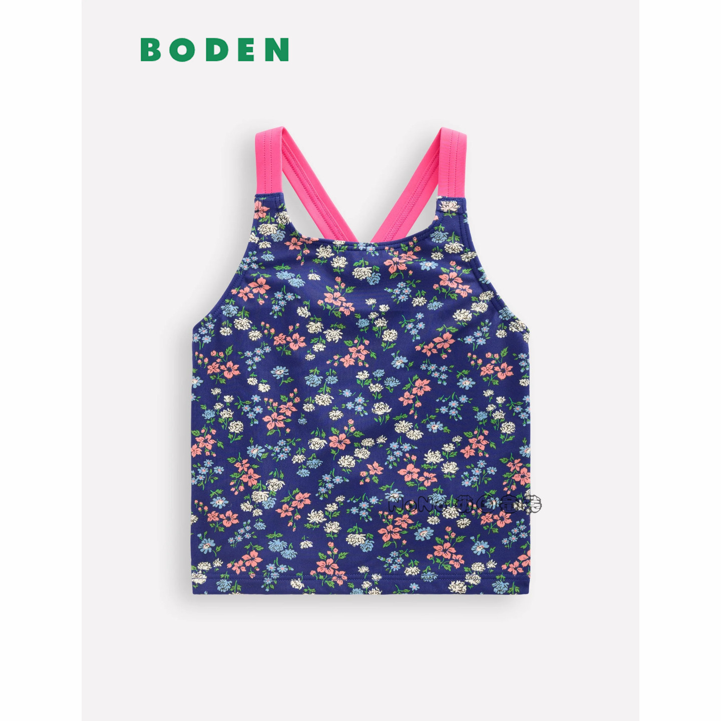 代购英国Mini BODEN女童粉蓝色小碎花泳衣吊带背心T恤2-14岁G5838