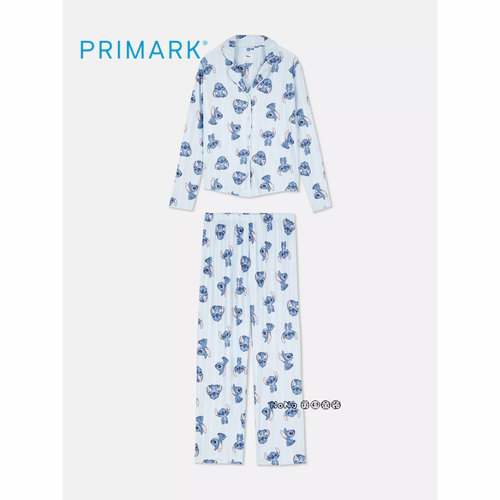 代购英国Primark女款成人大童史迪奇长袖开衫家居服睡衣长裤暖绒