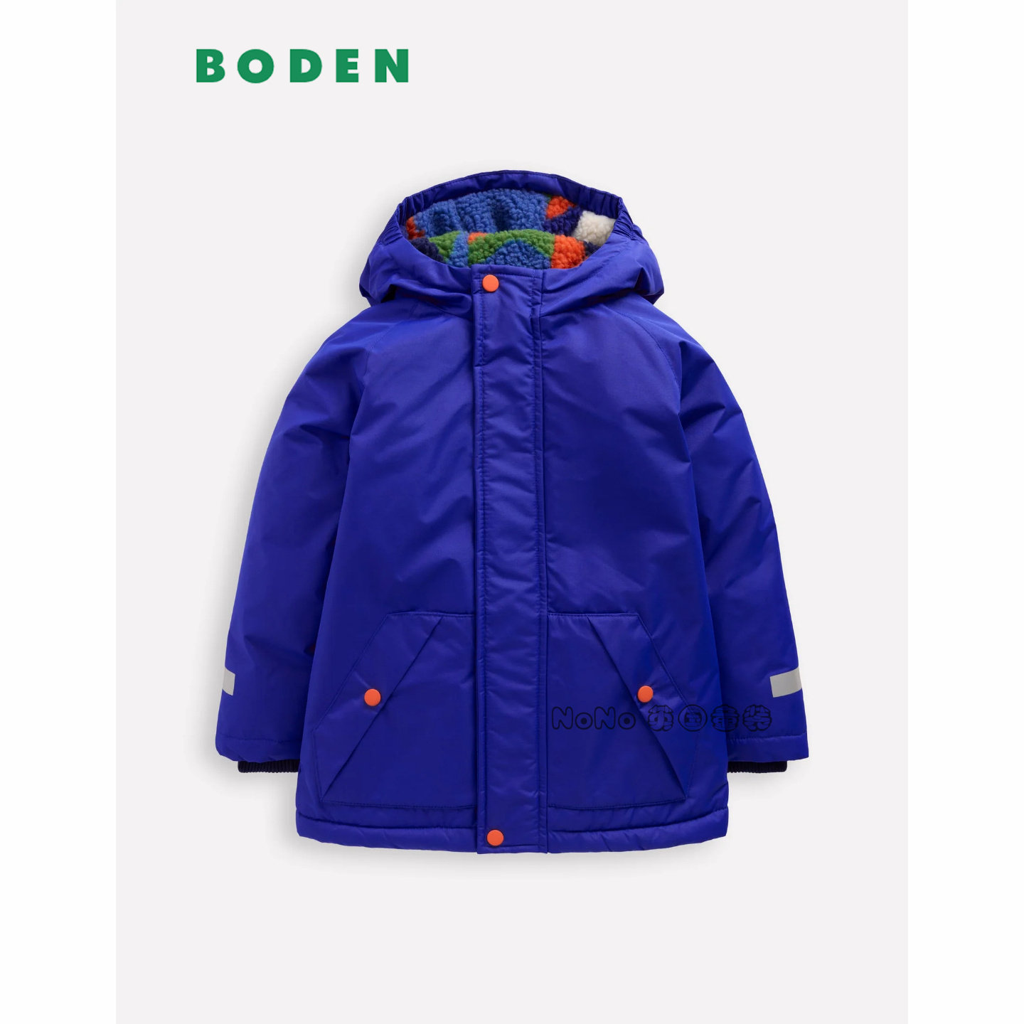 英国Mini BODEN男童蓝色防雨雪外套棉服连帽棉衣2-14岁加厚B3065