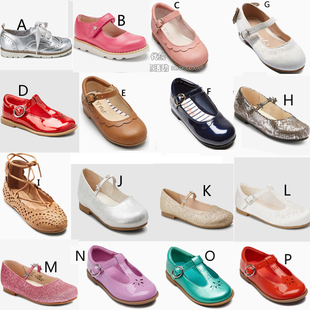 现货英国Next正品女童船鞋春秋皮鞋橙色白色粉色蝴蝶翅膀绑带镂空