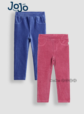 英国JoJo Maman Bebe女童丝绒粉蓝色打底裤长裤休闲1-7岁F86-362