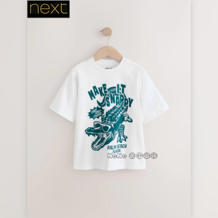 AG3 英国Next正品 T恤运动衫 男大童亲子白色鳄鱼纯棉短袖 606 代购
