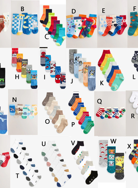 Next英国男童PRIMARK怪兽汪汪队星星袜子棉袜布鲁伊蜘蛛侠条纹星