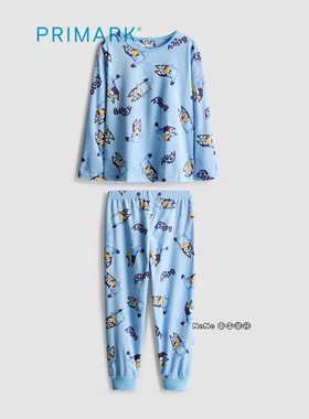 代购英国Primark儿童蓝色布鲁伊宾果亲肤绒冬季长袖家居服睡衣裤